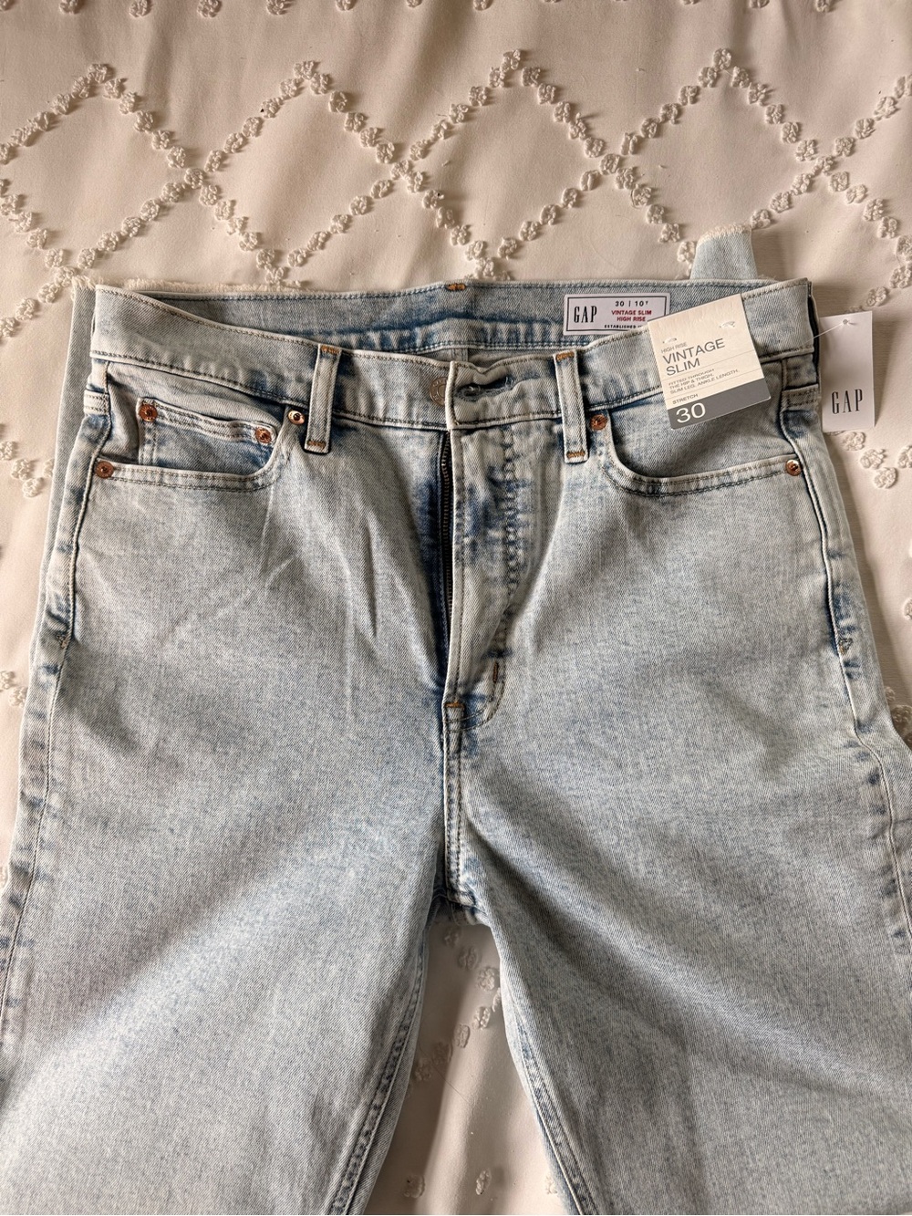 GAP Women's Light Wash Vintage Slim High-Rise Jeans 30 10 Tall NEW - Picture 5 of 6